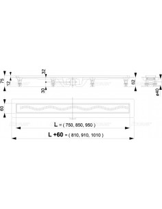 ALCAPLAST Simple - Odpływ podłogowy z obramowaniem do perforowanego rusztu APZ8-650M 2