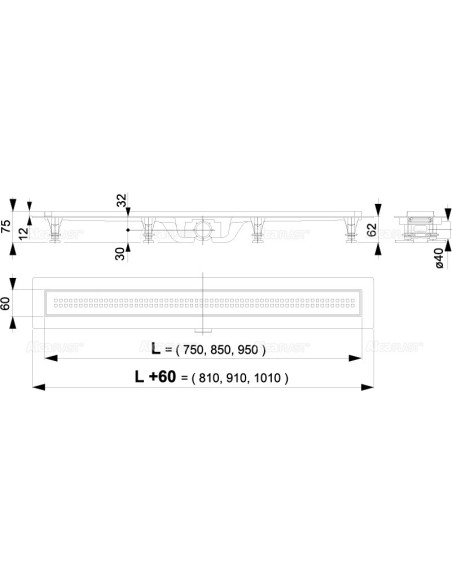 Alcaplast Odpływ liniowy 65 cm ruszt nierdzewny APZ9-650M