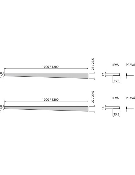 Nierdzewna listwa do podłóg ze spadem APZ901M/1000 LEWA