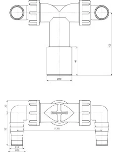 Alcaplast Podwójne kolano G1"/8-23 z zaworem, P149Z 2