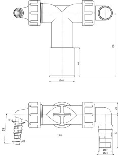 Alcaplast Podwójne kolano DN40/32/ 17-23 z zaworem zwrotnym, P155Z 2