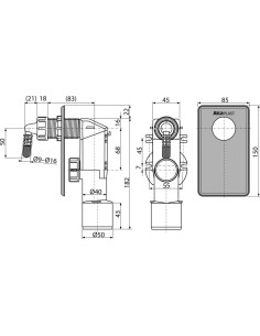 Alcaplast Syfon podtynkowy do odprowadzania kondensatu, nierdzewny DN40 i DN50, AKS4 2
