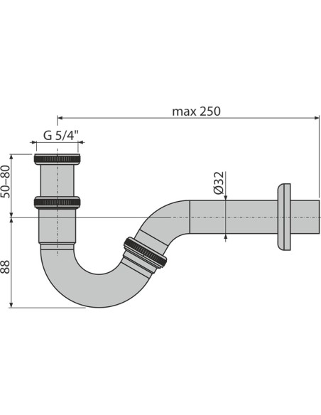 Alcaplast Syfon do bidetu DN32 metalowy A45E