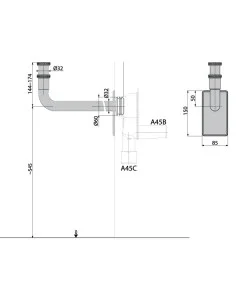 Alcaplast Syfon pisuarowy poziomy A45B 2