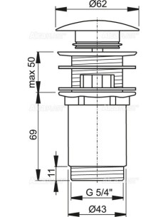 Alcaplast Spust umywalki click/clack 5/4" metalowy z przelewem, duży korek, A392 2