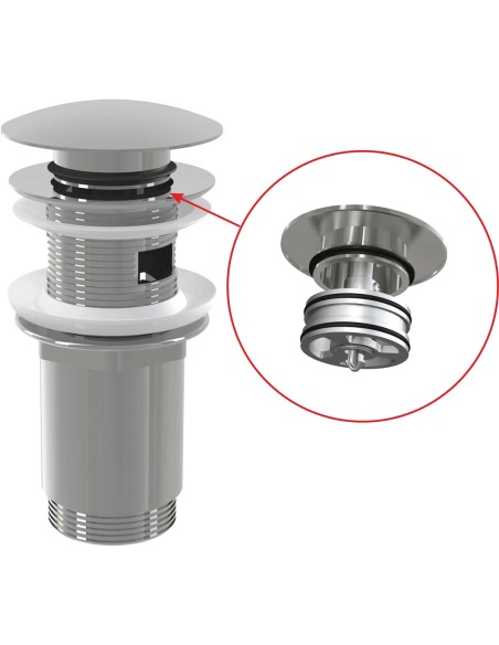 Alcaplast Spust umywalki click/clack 5/4" metalowy z przelewem, duży korek, A392