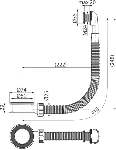 Alcaplast Przelew umywalkowy, chrom A328CR
