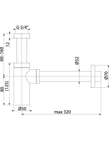 Alcaplast Syfon umywalkowy DN32 DESIGN metalowy, okrągły,  A400