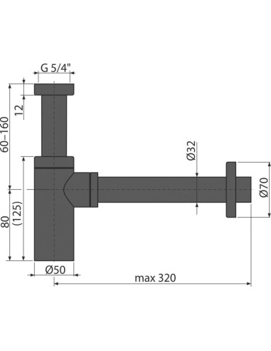 Alcaplast Półsyfon umywalkowy DN32 DESIGN czarny-mat, okrągły, A400BLACK