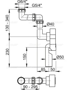 Alcaplast Małogabarytowy syfon podtynkowy UNIWERSALNY A873 2