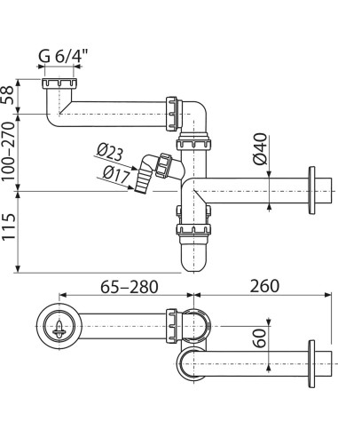 Alcaplast Małogabarytowy uniwersalny półsyfon podtynkowy, A873