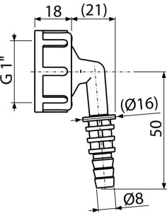 Alcaplast Kolanko komplet G1"/17–23, P0048-ND 2