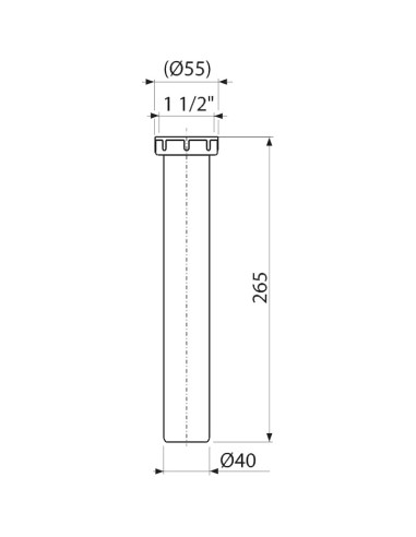 Alcaplast Rura do syfonu zlewozmywaka z nakrętką 6/4" z przyłączem, A44MS