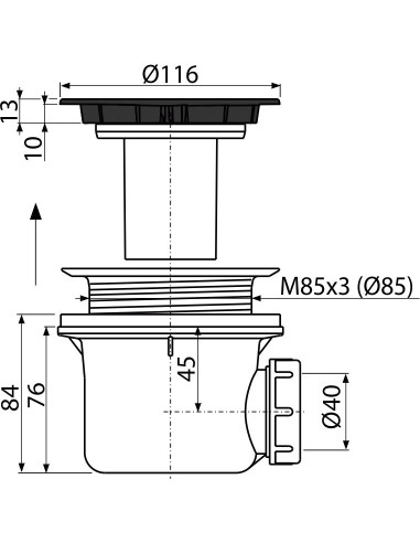 Alcaplast Syfon brodzikowy, korek biały, A49B