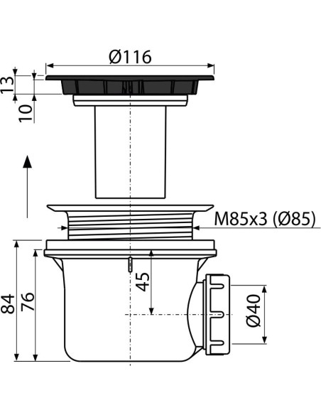 Alcaplast Syfon brodzikowy, korek biały, A49B