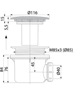 Alcaplast Syfon brodzikowy korek metalowy LUX MAT, A49K 2