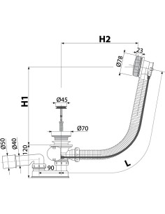 Alcaplast Syfon wannowy, korek automatyczny, mosiądz antyczny, A55ANTIC 2
