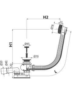 Alcaplast Syfon wannowy, korek automatyczny, mosiądz antyczny, A55ANTIC 2