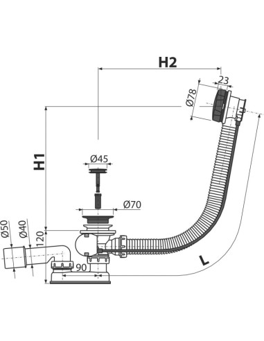 Alcaplast Syfon wannowy, korek automatyczny, mosiądz antyczny, A55ANTIC Alcaplast Syfon wannowy, korek automatyczny, mosiądz antyczny, A55ANTIC