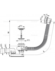 Alcaplast Syfon wannowy z korkiem automat metal (długośc 100 cm) A55KM 100 2