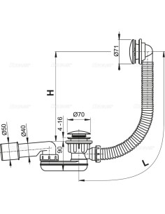 Alcaplast Syfon wannowy z korkiem click/clack metal  A507KM 2