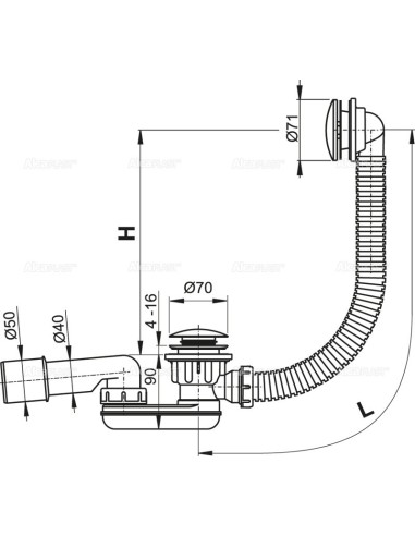 Alcaplast Syfon wannowy z korkiem click/clack metal  A507KM Alcaplast Syfon wannowy z korkiem click/clack metal  A507KM