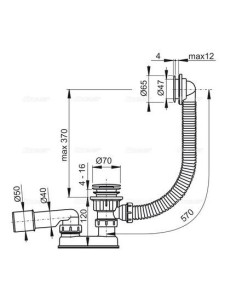 Alcaplast Syfon wannowy z korkiem click/clack chrom A505CRM 2