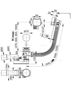 Alcaplast Syfon wannowy z funkcją napełniania przez przelew do wanien grubościennych, chrom, A565CRM1 2
