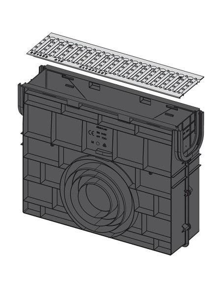 Alcaplast Odwodnienie zewnętrzne studzienka dla AVZ101 bez oramowania, ocynkowany ruszt, profil "T" (A15), AVZ101R-R101S