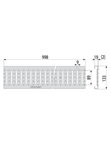Alcaplast Odwodnienie zewnętrzne 100 mm bez obramowania, ocynkowany ruszt, profil "T"(A15), AVZ101-R101