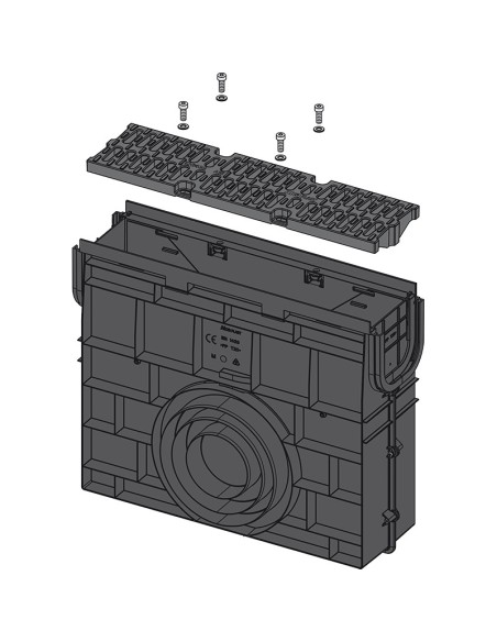 Alcaplast Odwodnienie zewnętrzne studzienka dla AVZ102 z obramowaniem z tworzywa, ruszt oc., profil "C" (A15), AVZ102R-R102S