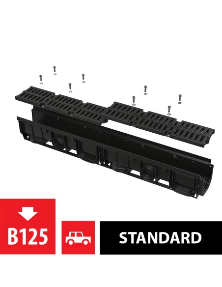 Alcaplast Odwodnienie zewnętrzne 100 mm z obramowaniem z tworzywa, ruszt z tworzywa (A15), AVZ104-R401