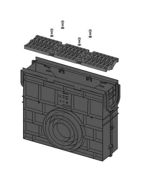 Alcaplast Odwodnienie zewnętrzne studzienka dla AVZ104 z obramowaniem z tworzywa, ruszt z tworzywa (A15), AVZ104R-R401