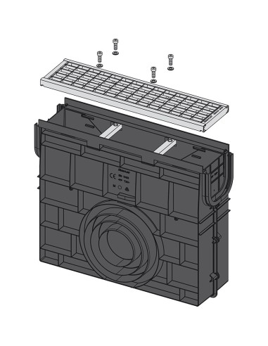 Alcaplast Odwodnienie zewnętrzne studzienka dla AVZ104 z obramowaniem z tworzywa, ruszt kompozytowy (B125), AVZ104R-R402