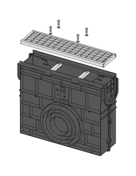Alcaplast Odwodnienie zewnętrzne studzienka dla AVZ104 z obramowaniem z tworzywa, ruszt kompozytowy (B125), AVZ104R-R402