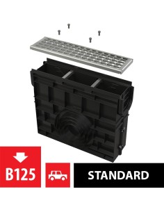 Alcaplast Odwodnienie zewnętrzne studzienka dla AVZ104 z obramowaniem z tworzywa, ruszt kompozytowy (B125), AVZ104R-R402