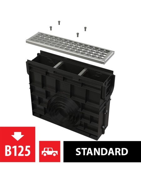 Alcaplast Odwodnienie zewnętrzne studzienka dla AVZ104 z obramowaniem z tworzywa, ruszt kompozytowy (B125), AVZ104R-R402