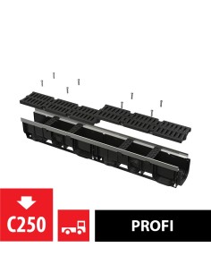 Alcaplast Odwodnienie zewnętrzne 100 mm z obramowaniem metalowym, ruszt kompozytowy (C250), AVZ103-R403