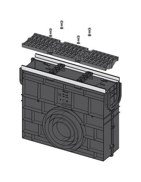 Alcaplast Odwodnienie zewnętrzne studzienka dla AVZ102 z obramowaniem z tworzywa, ruszt ocynkowany (B125), AVZ102R-R103S