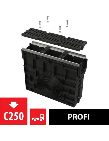 Alcaplast Odwodnienie zewnętrzne studzienka dla AVZ102 z obramowaniem z tworzywa, ruszt ocynkowany (B125), AVZ102R-R103S