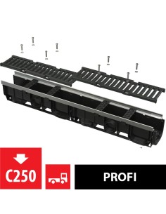 Alcaplast Odwodnienie zewnętrzne 100 mm z obramowaniem metalowym, ruszt kompozytowy (C250), AVZ103-R403