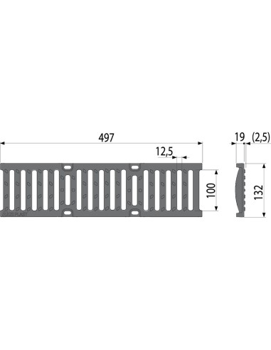 Alcaplast Odwodnienie zewnętrzne 100 mm z obramowaniem metalowym, ruszt kompozytowy (C250), AVZ103-R403