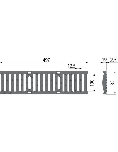 Alcaplast Odwodnienie zewnętrzne 100 mm z obramowaniem metalowym, ruszt kompozytowy (C250), AVZ103-R403