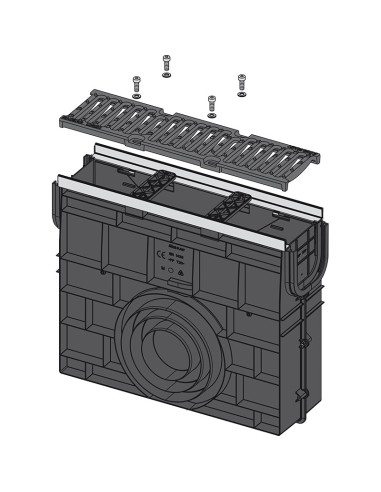 Alcaplast Odwodnienie zewnętrzne studzienka dla AVZ103 z obramowaniem metalowym, ruszt kompozytowy (C250), AVZ103R-R403