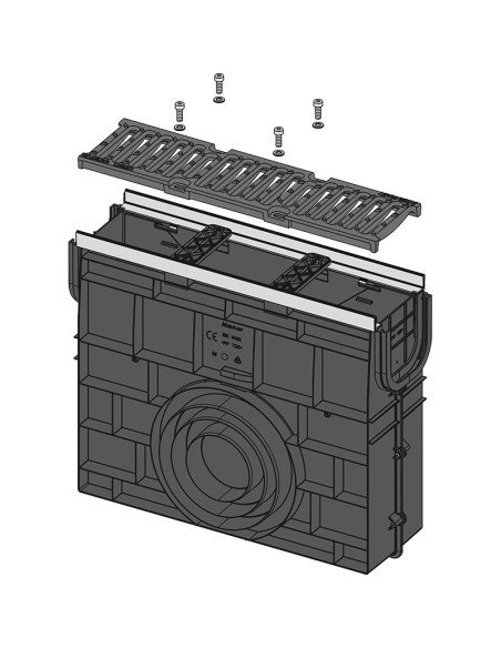 Alcaplast Odwodnienie zewnętrzne studzienka dla AVZ103 z obramowaniem metalowym, ruszt kompozytowy (C250), AVZ103R-R403