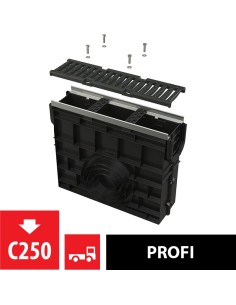 Alcaplast Odwodnienie zewnętrzne studzienka dla AVZ103 z obramowaniem metalowym, ruszt kompozytowy (C250), AVZ103R-R403