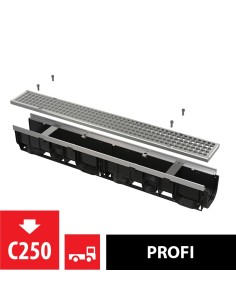 Alcaplast Odwodnienie zewnętrzne 100 mm z obramowaniem metalowym, ruszt żeliwny (C250), AVZ103-R202