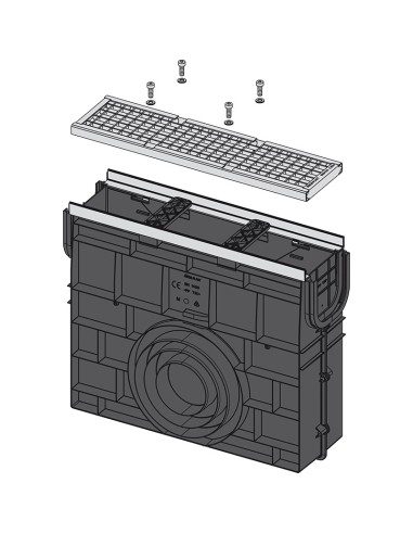 Alcaplast Odwodnienie zewnętrzne studzienka dla AVZ103 z obramowaniem metalowym, ruszt żeliwny (C250), AVZ103R-R202
