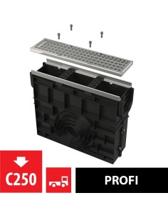 Alcaplast Odwodnienie zewnętrzne studzienka dla AVZ103 z obramowaniem metalowym, ruszt żeliwny (C250), AVZ103R-R202