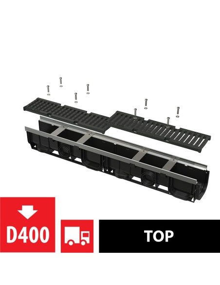 Alcaplast Odwodnienie zewnętrzne 100 mm z obramowaniem metalowym, ruszt ocynkowany (C250), AVZ103-R104